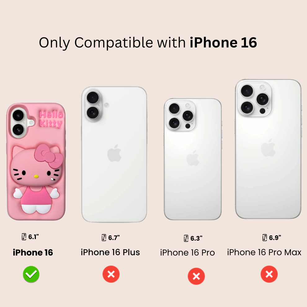 iPhone 16 Kitty Cat Soft Silicone Case – Pink