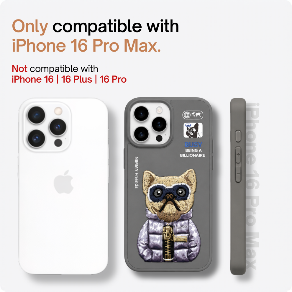 iPhone 16 Pro Max 3D Dog Case – Grey