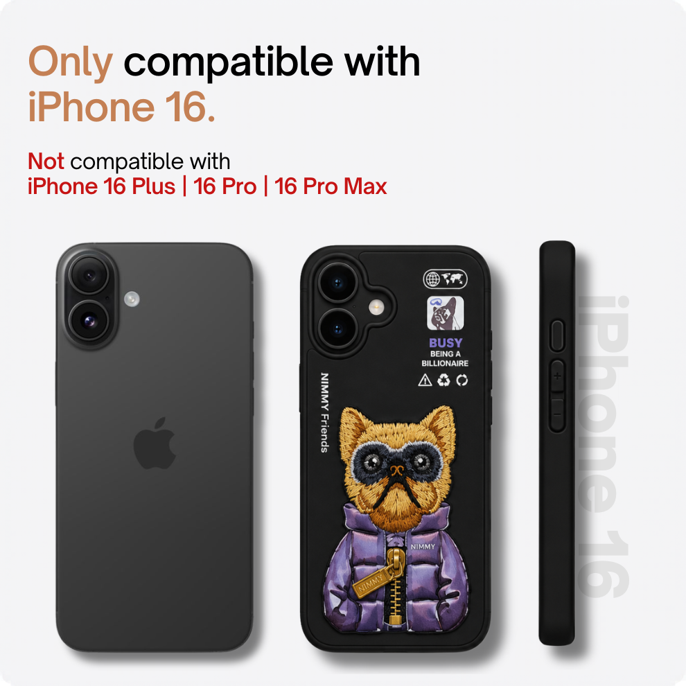 iPhone 16 3D Dog Case – Black