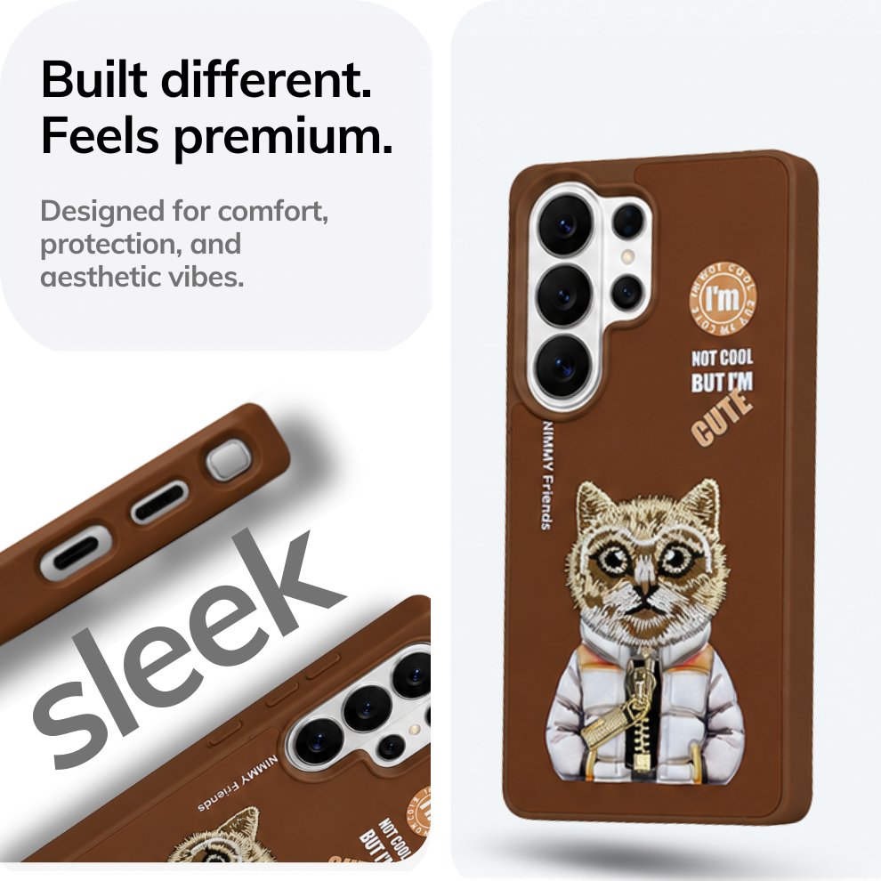 Samsung S24 Ultra 3D Cat Case – Brown