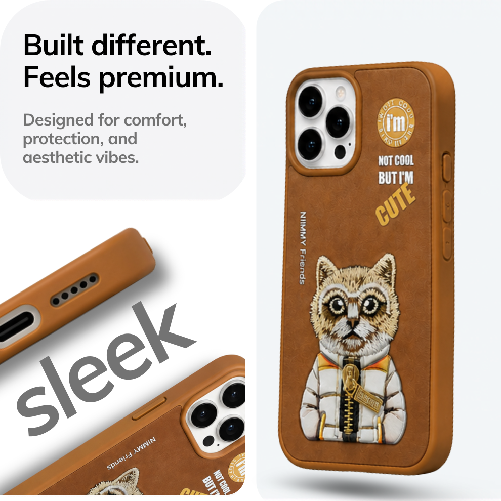 iPhone 16 Pro 3D Cat Case – Brown