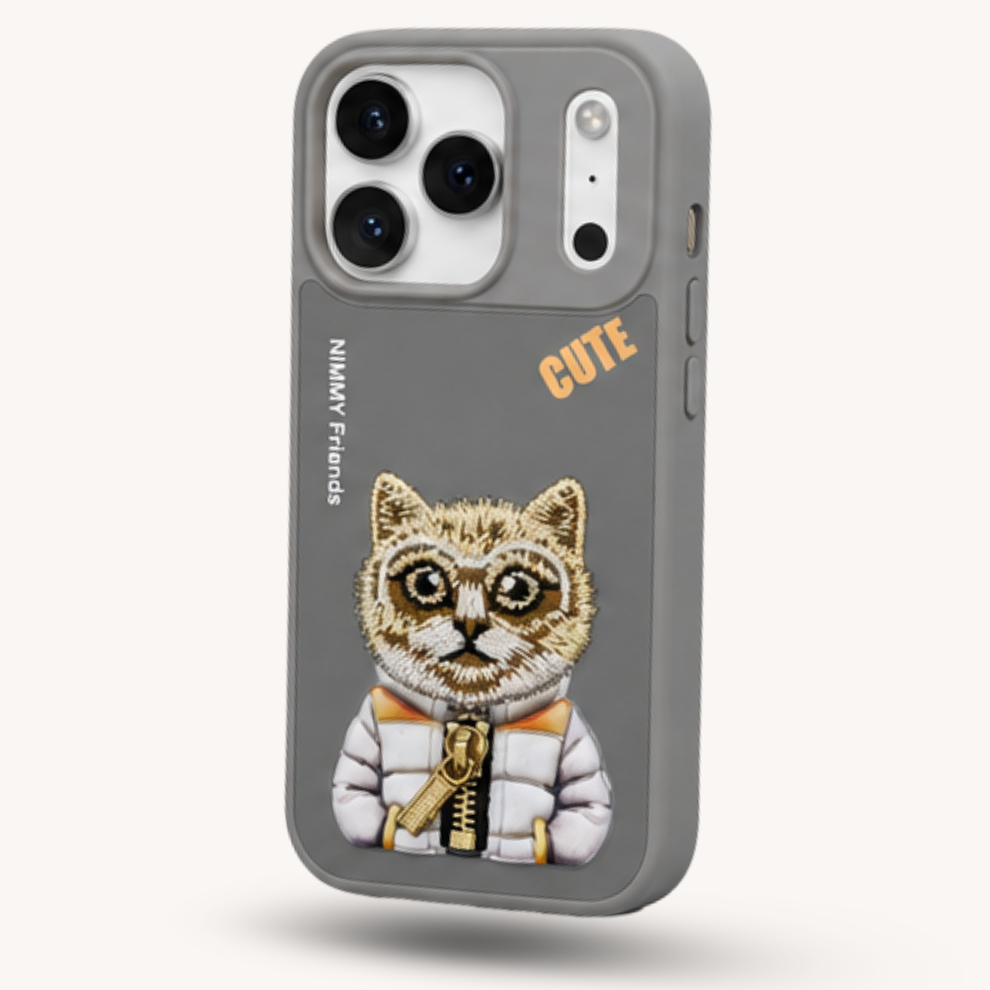 iPhone 17 Pro Max 3D Cat Case – Grey