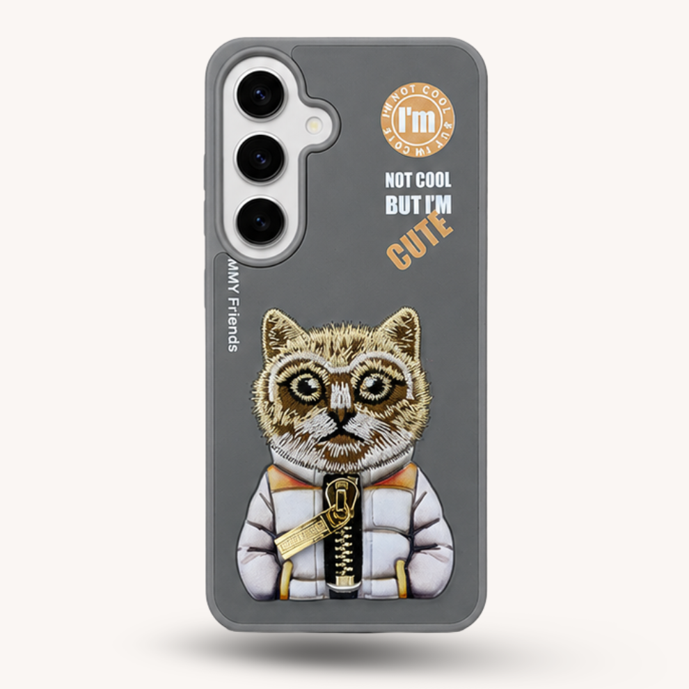 Samsung S24 3D Cat Case – Grey