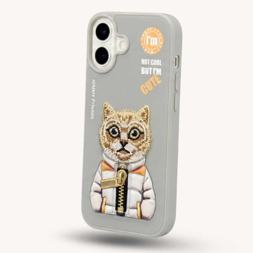 iPhone 16 3D Cat Case – Grey