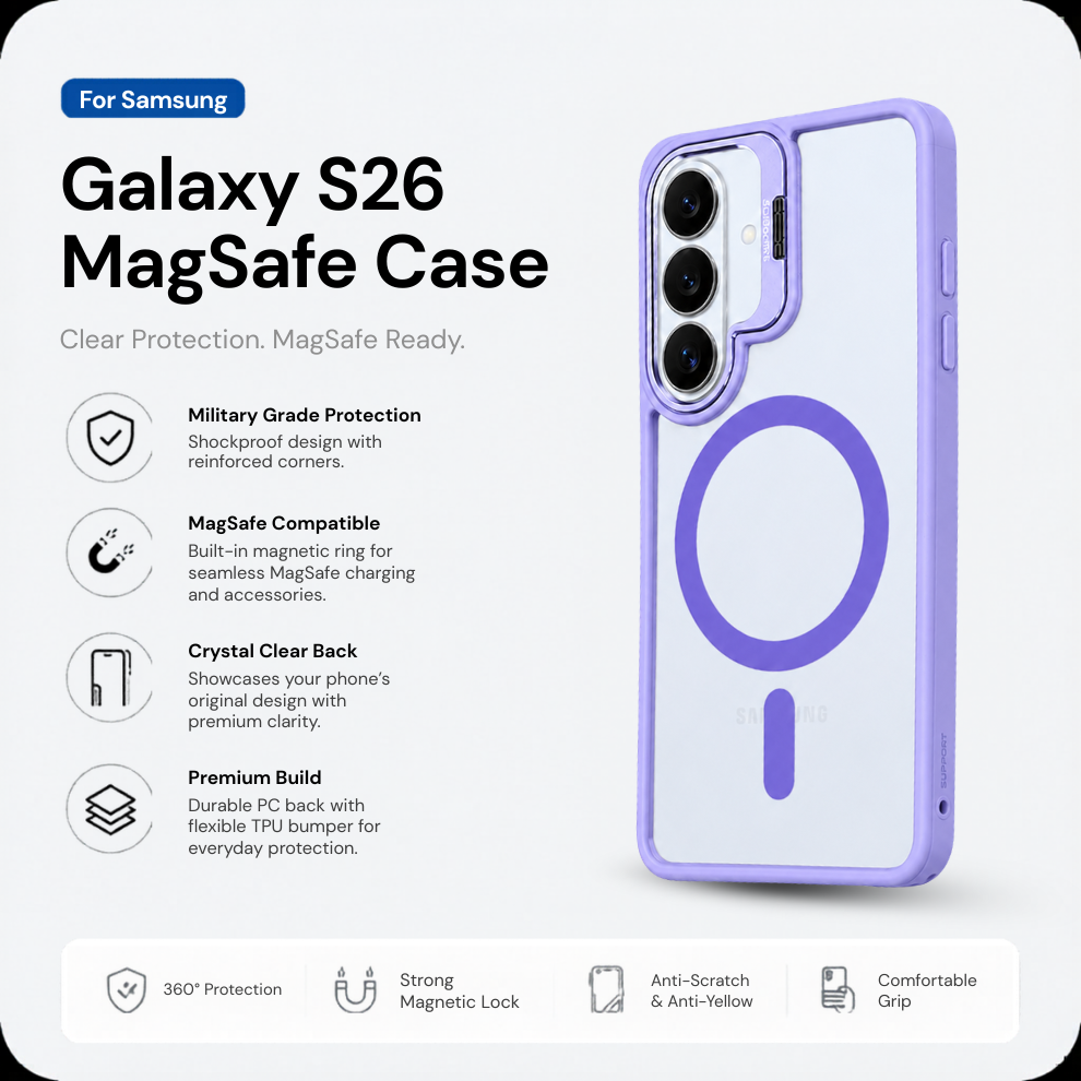 Samsung S26 Clear MagSafe Case – Purple