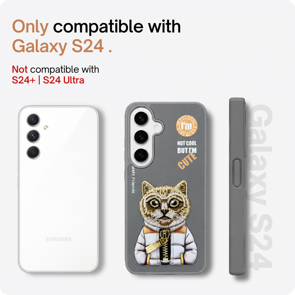 Samsung S24 3D Cat Case – Grey