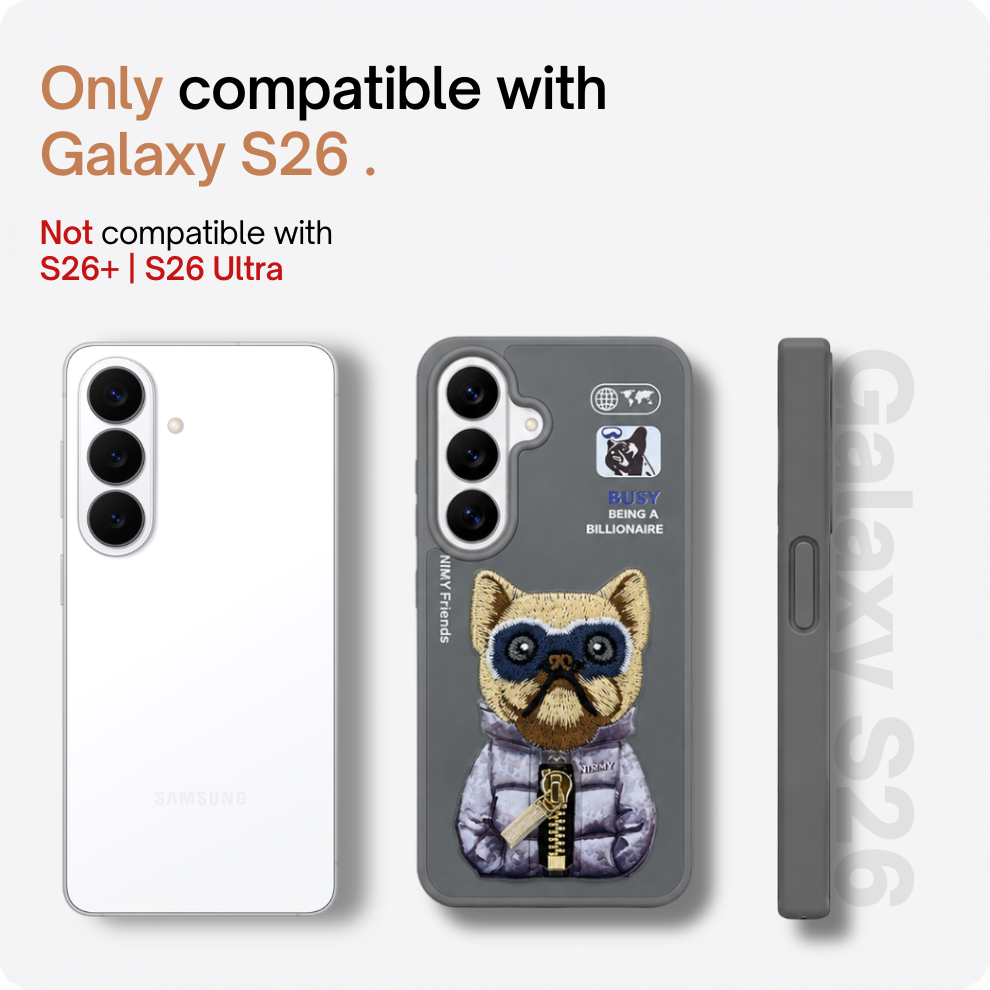 Samsung S26 3D Dog Case – Grey