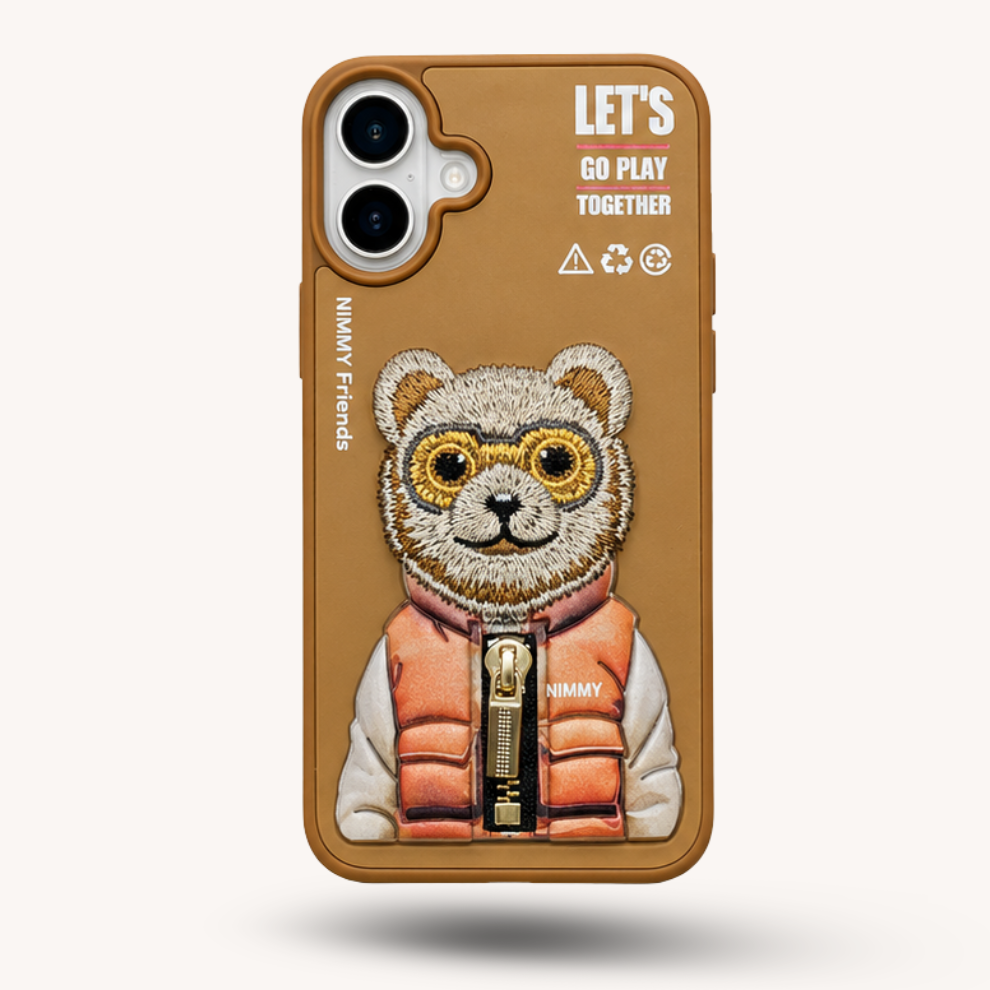 iPhone 16 3D Bear Case – Light Brown