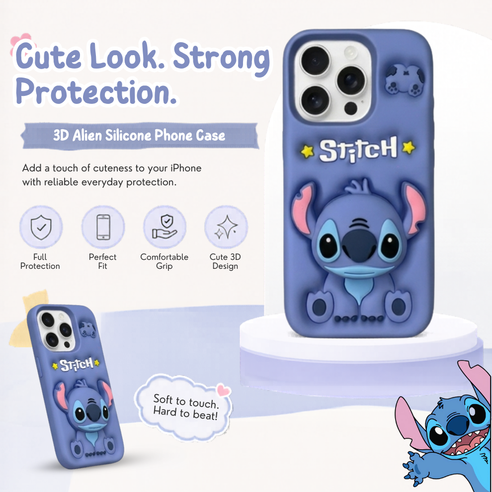 iPhone 16 Pro Alien Soft Silicone Case – Blue