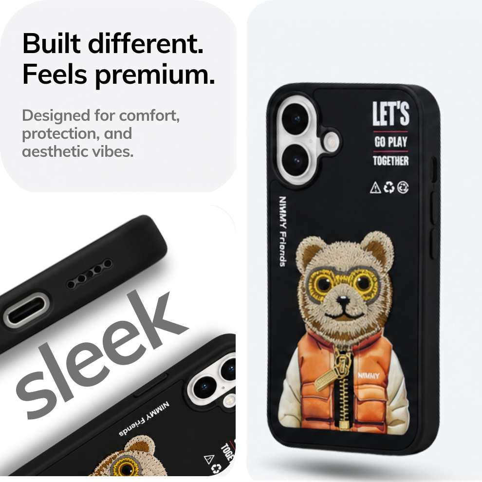 iPhone 17 3D Bear Case – Black