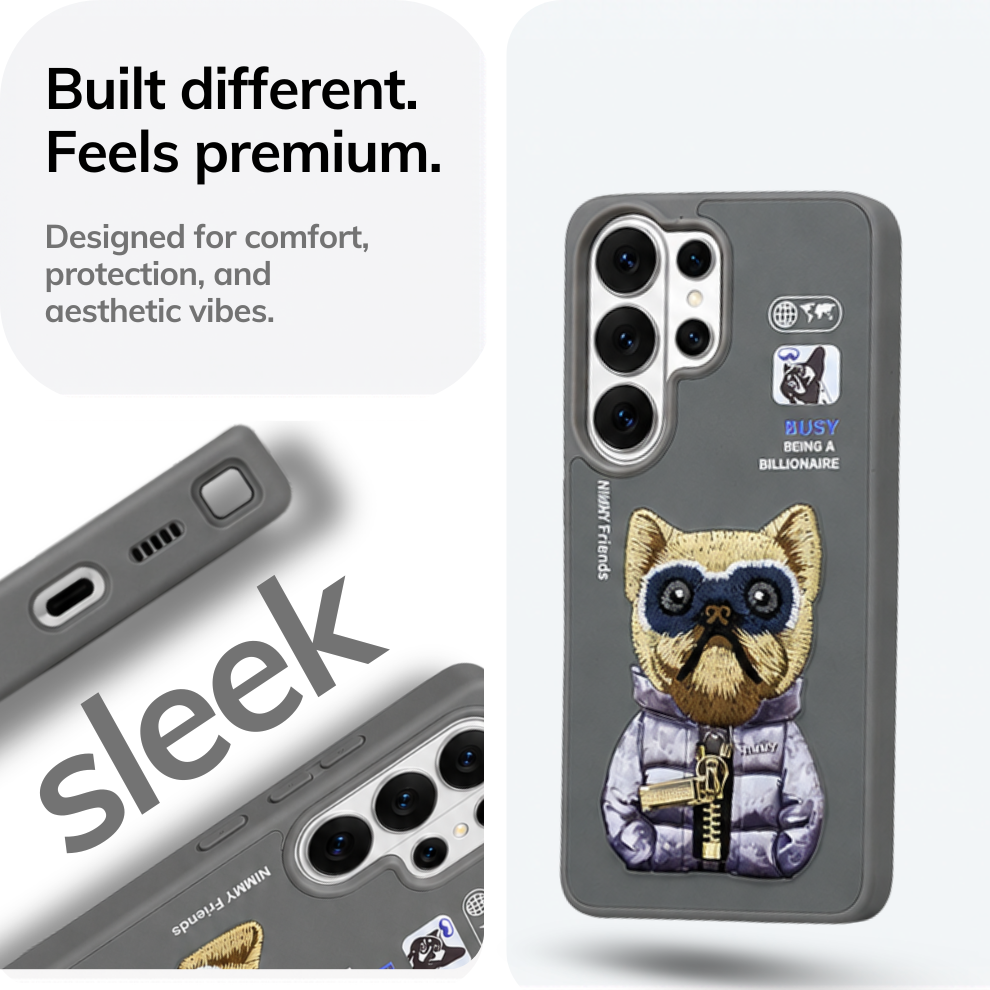 Samsung S25 Ultra 3D Dog Case – Grey