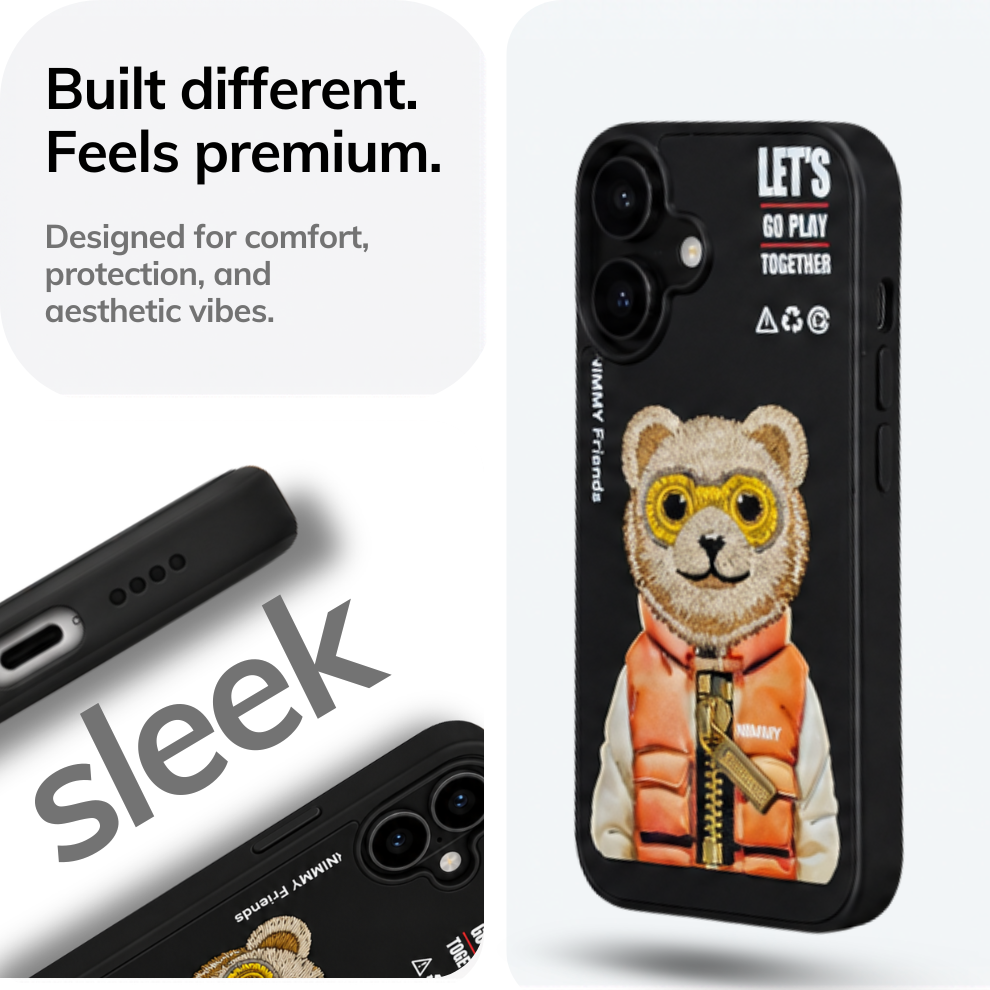 iPhone 16 3D Bear Case – Black