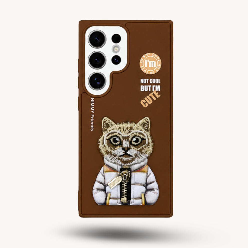 Samsung S25 Ultra 3D Cat Case – Brown