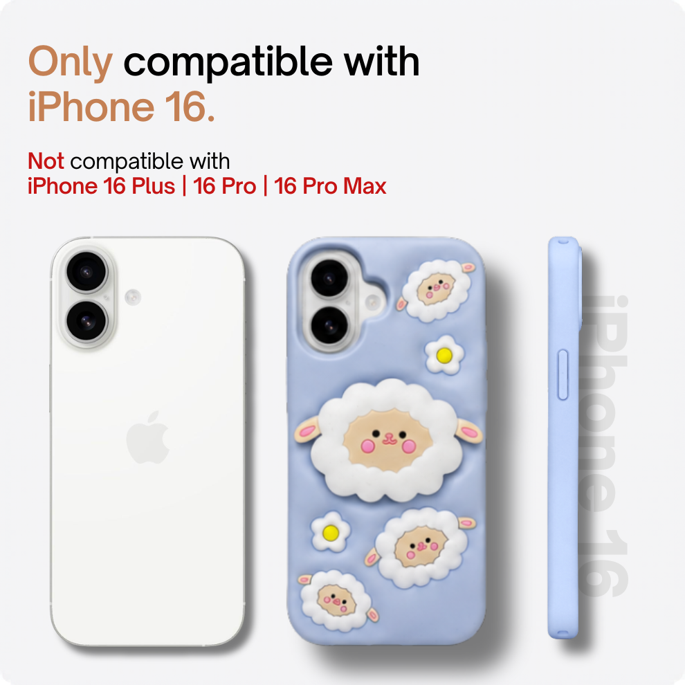 iPhone 16 Sheep Soft Silicone Case – Blue
