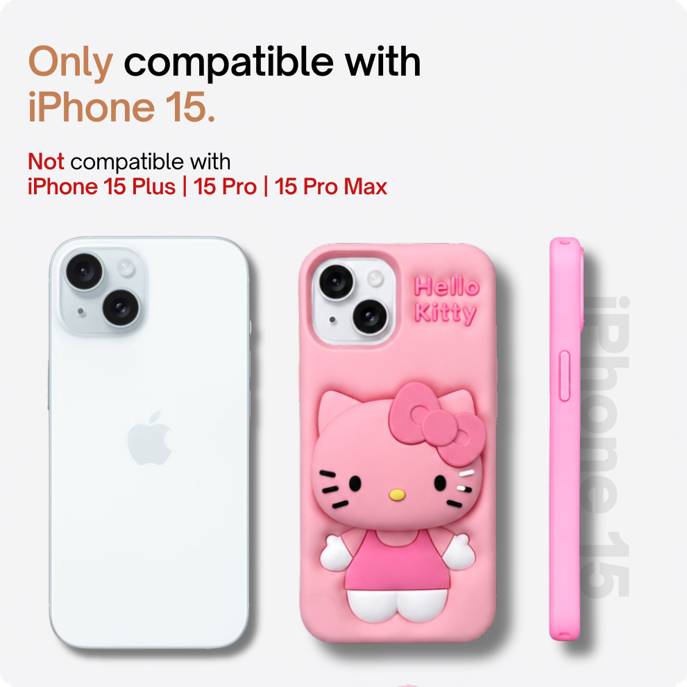 iPhone 15 Kitty Cat Soft Silicone Case – Pink