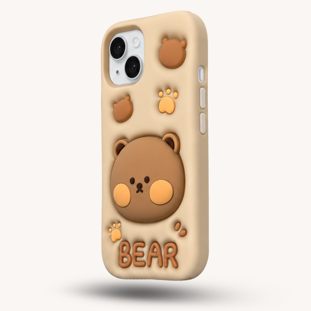 iPhone 15 Bear Soft Silicone Case – Brown