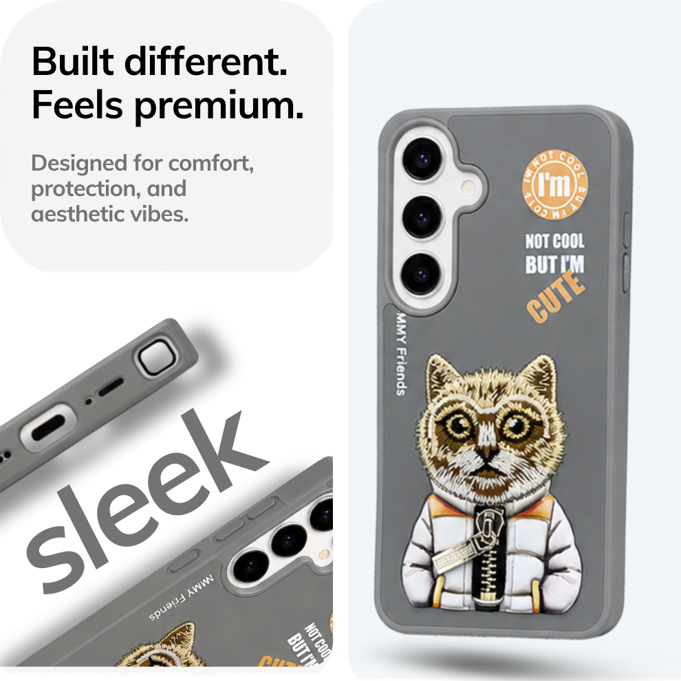 Samsung S24 3D Cat Case – Grey
