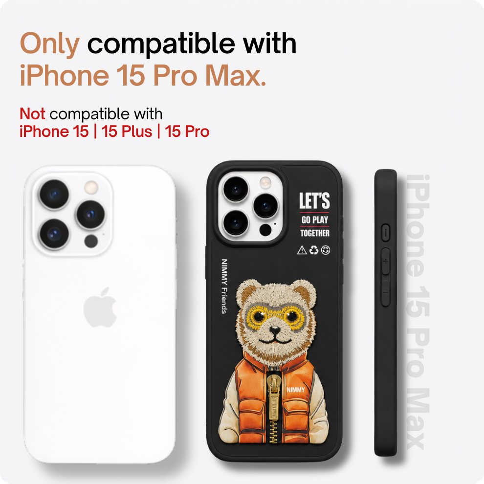 iPhone 15 Pro Max 3D Bear Case – Black