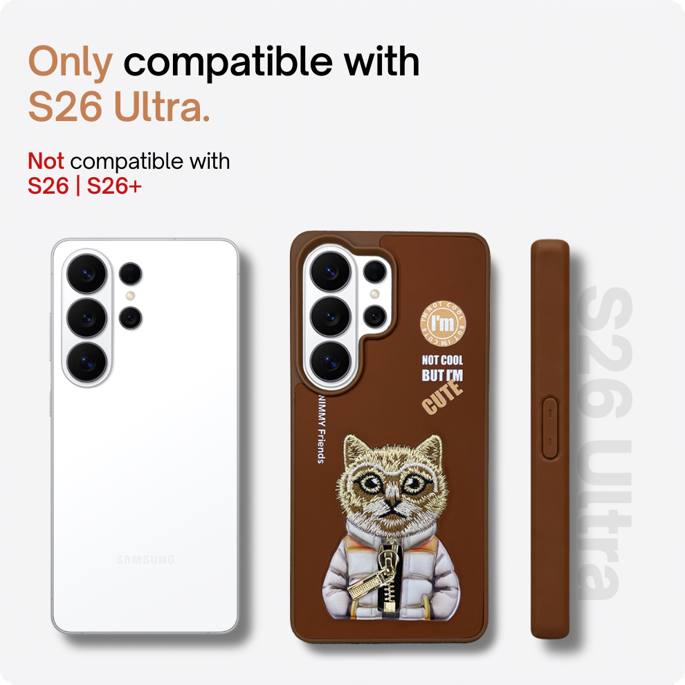 Samsung S26 Ultra 3D Cat Case – Brown