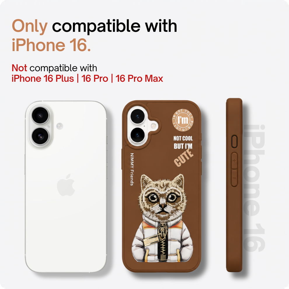 iPhone 16 3D Cat Case – Brown