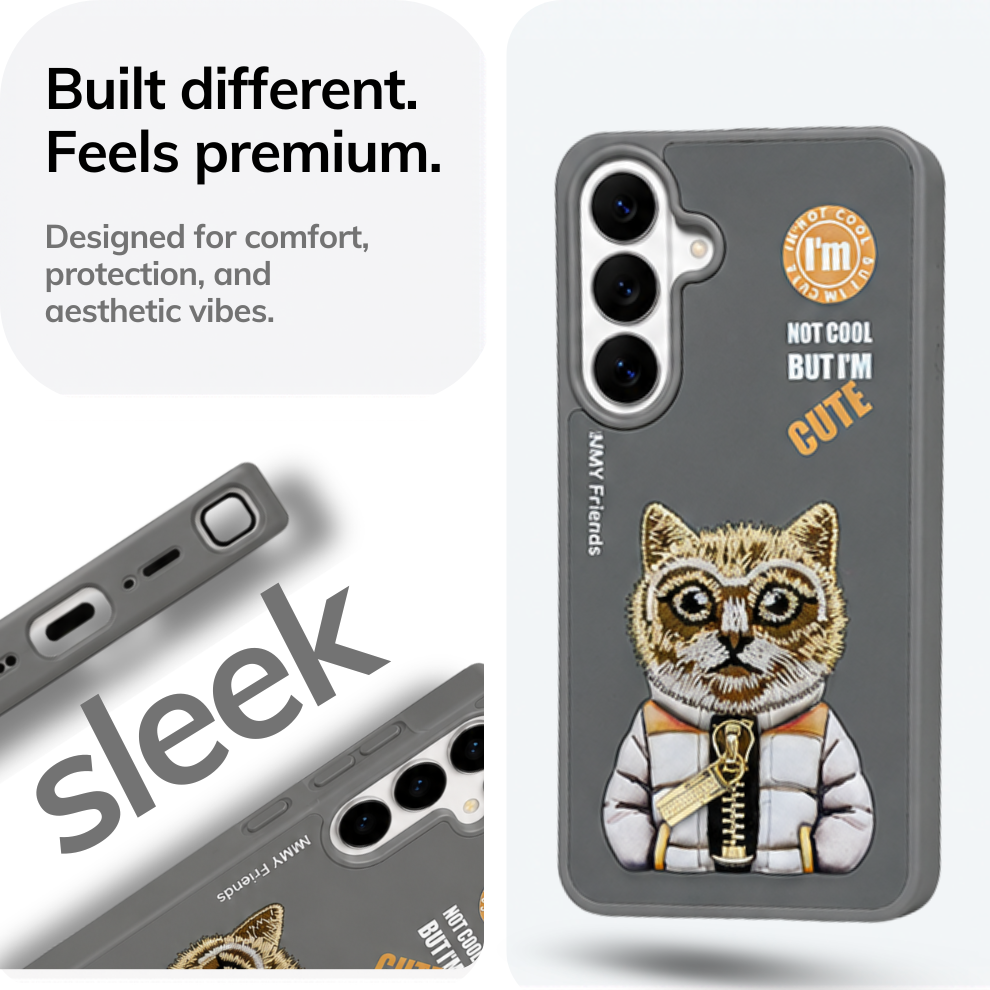 Samsung S26 3D Cat Case – Grey
