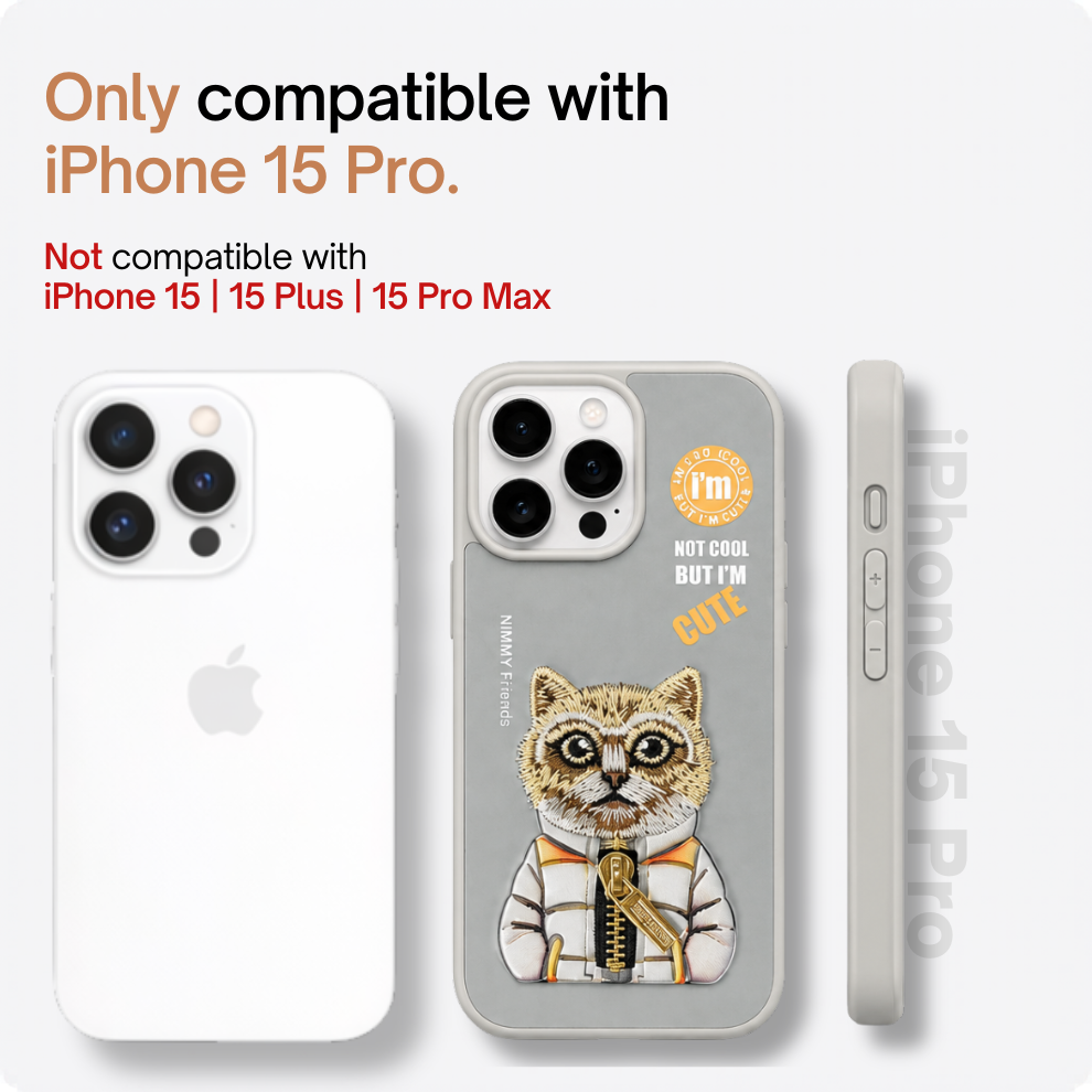 iPhone 15 Pro 3D Cat Case – Grey