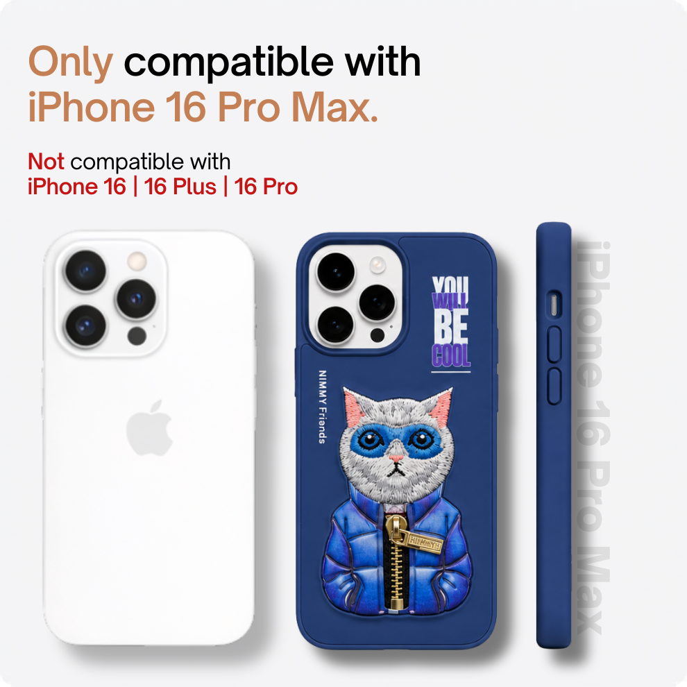 iPhone 16 Pro Max 3D Cat Case – Blue