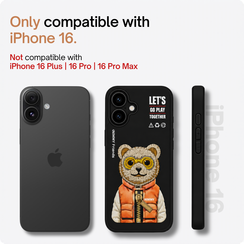 iPhone 16 3D Bear Case – Black
