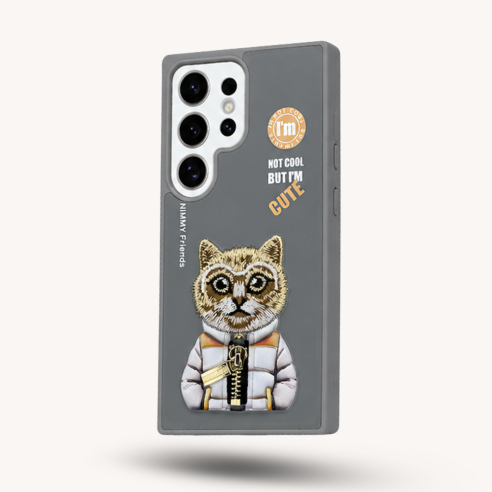 Samsung S25 Ultra 3D Cat Case – Grey