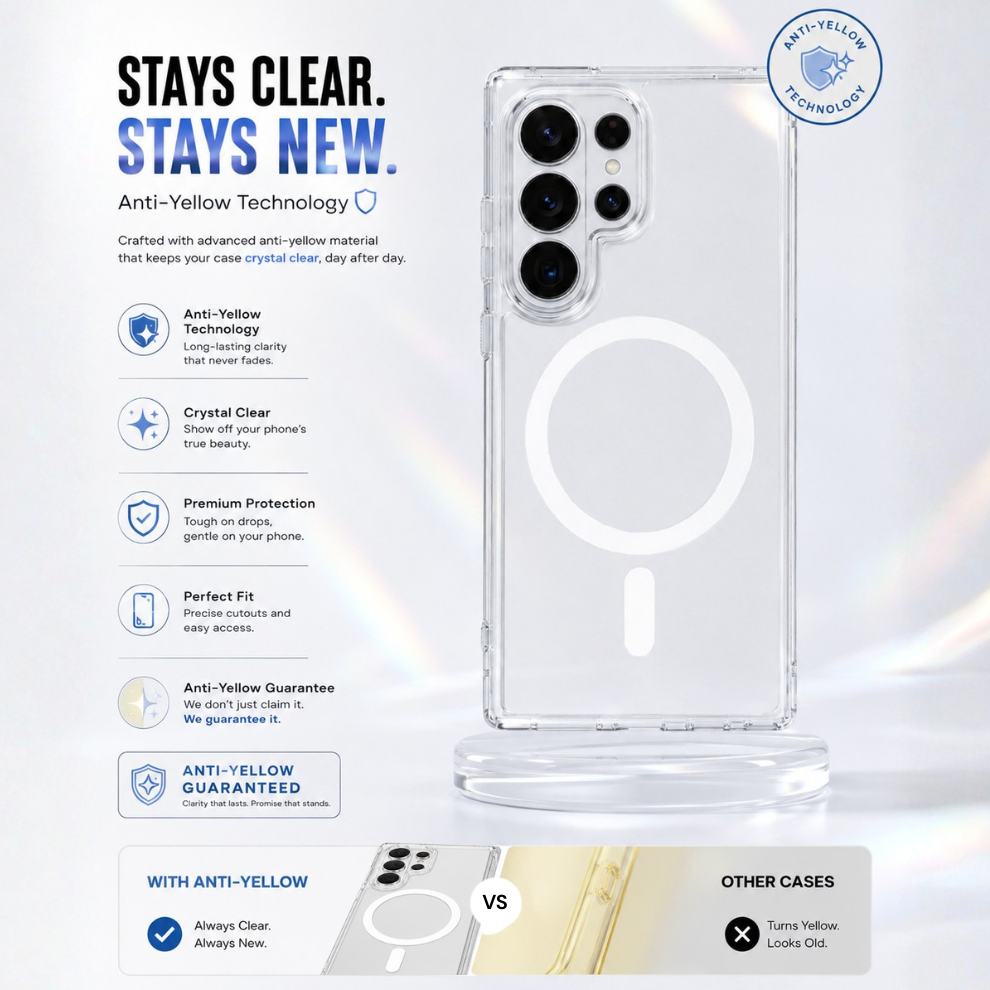 Samsung S26 Ultra Transparent MagSafe Case - White
