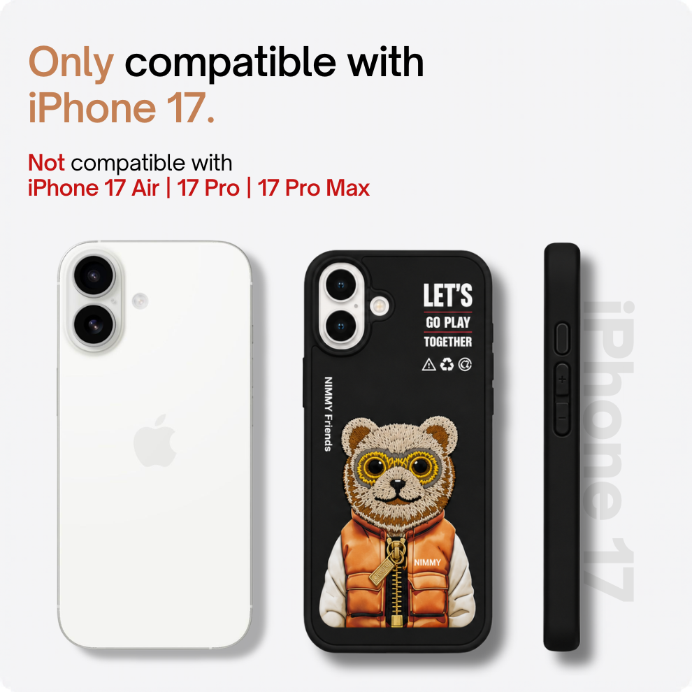 iPhone 17 3D Bear Case – Black