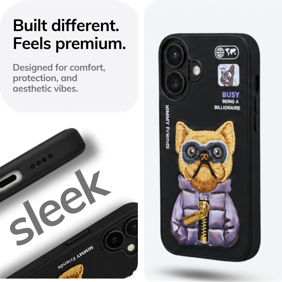 iPhone 16 3D Dog Case – Black