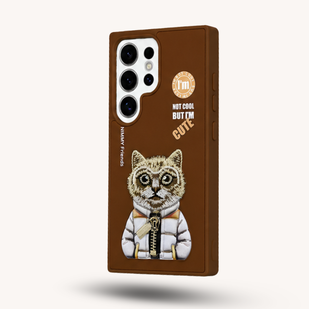 Samsung S25 Ultra 3D Cat Case – Brown