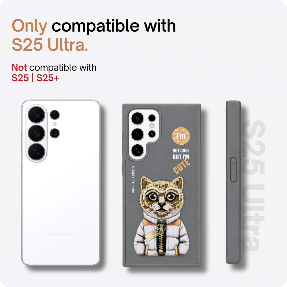 Samsung S25 Ultra 3D Cat Case – Grey