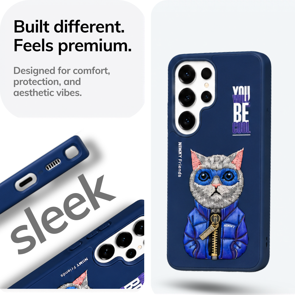 Samsung S25 Ultra 3D Cat Case – Blue