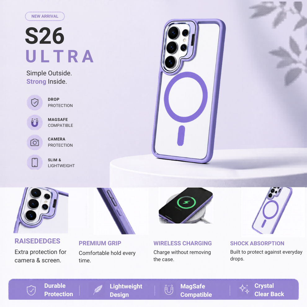 Samsung S26 Ultra Clear MagSafe Case – Purple