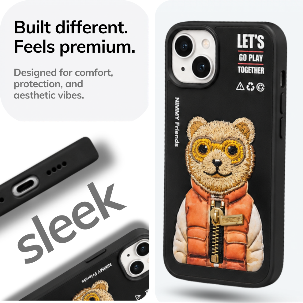 iPhone 15 3D Bear Case – Black