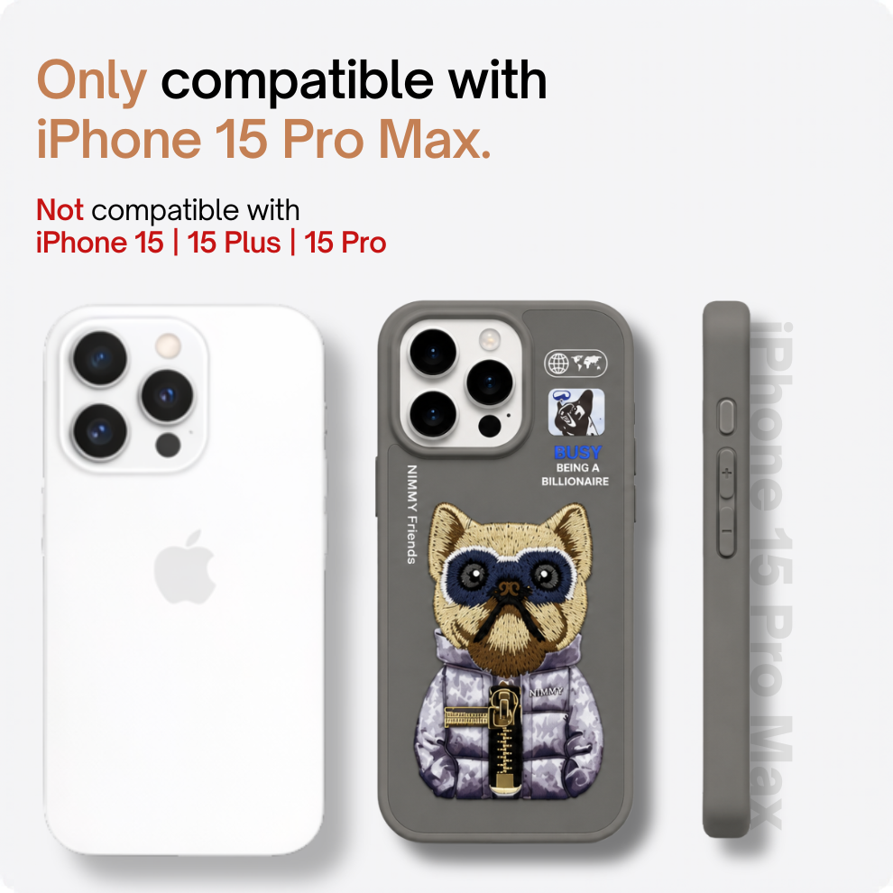 iPhone 15 Pro Max 3D Dog Case – Grey