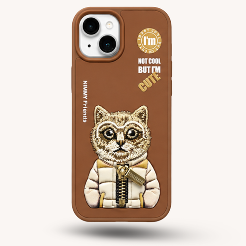 iPhone 14 3D Cat Case – Brown