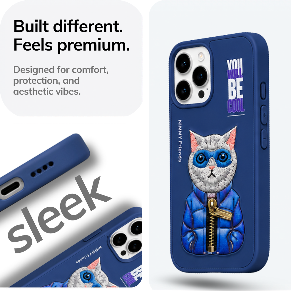 iPhone 16 Pro Max 3D Cat Case – Blue