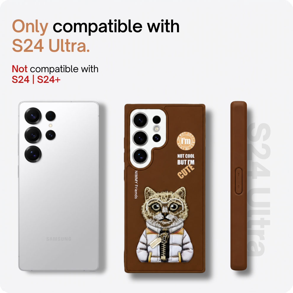 Samsung S24 Ultra 3D Cat Case – Brown