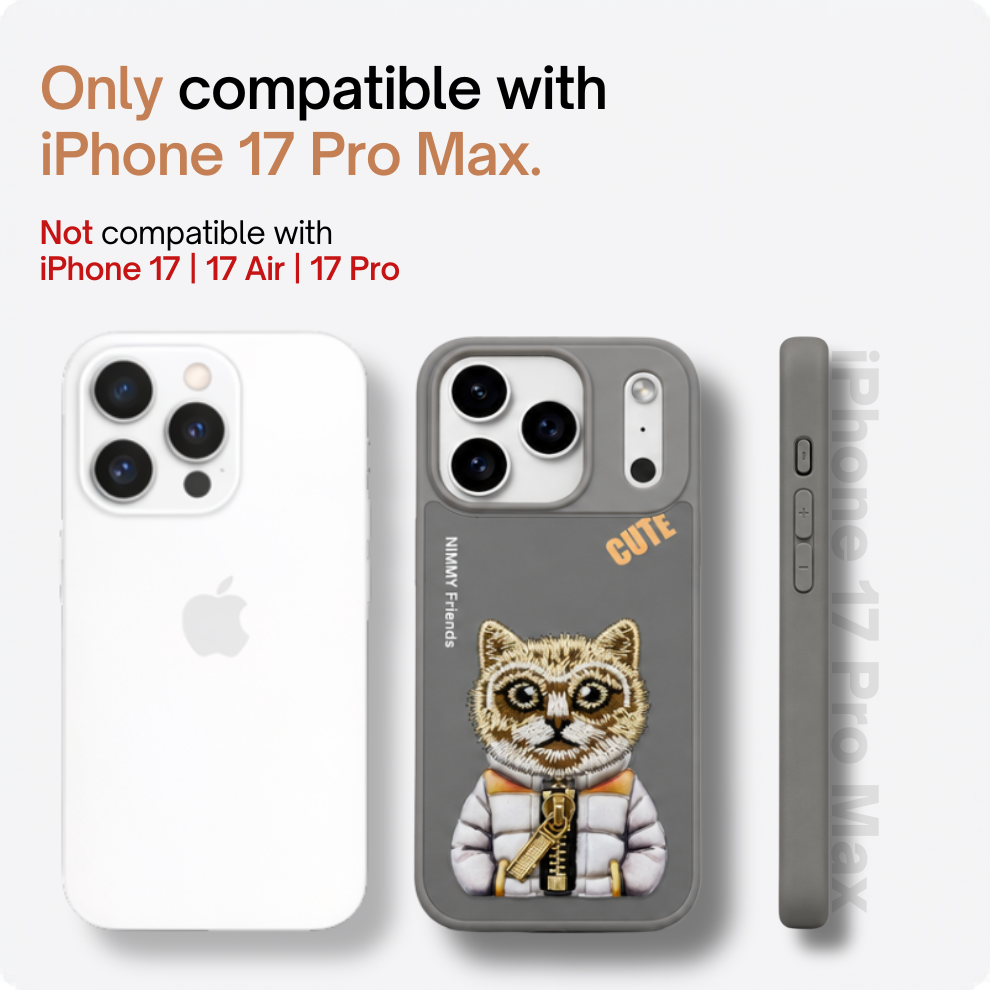 iPhone 17 Pro Max 3D Cat Case – Grey