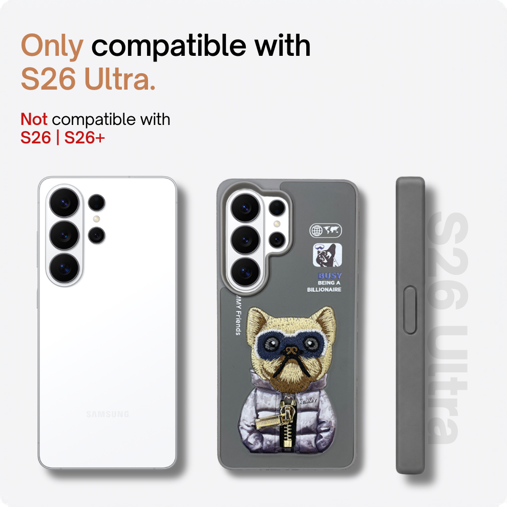 Samsung S26 Ultra 3D Dog Case – Grey