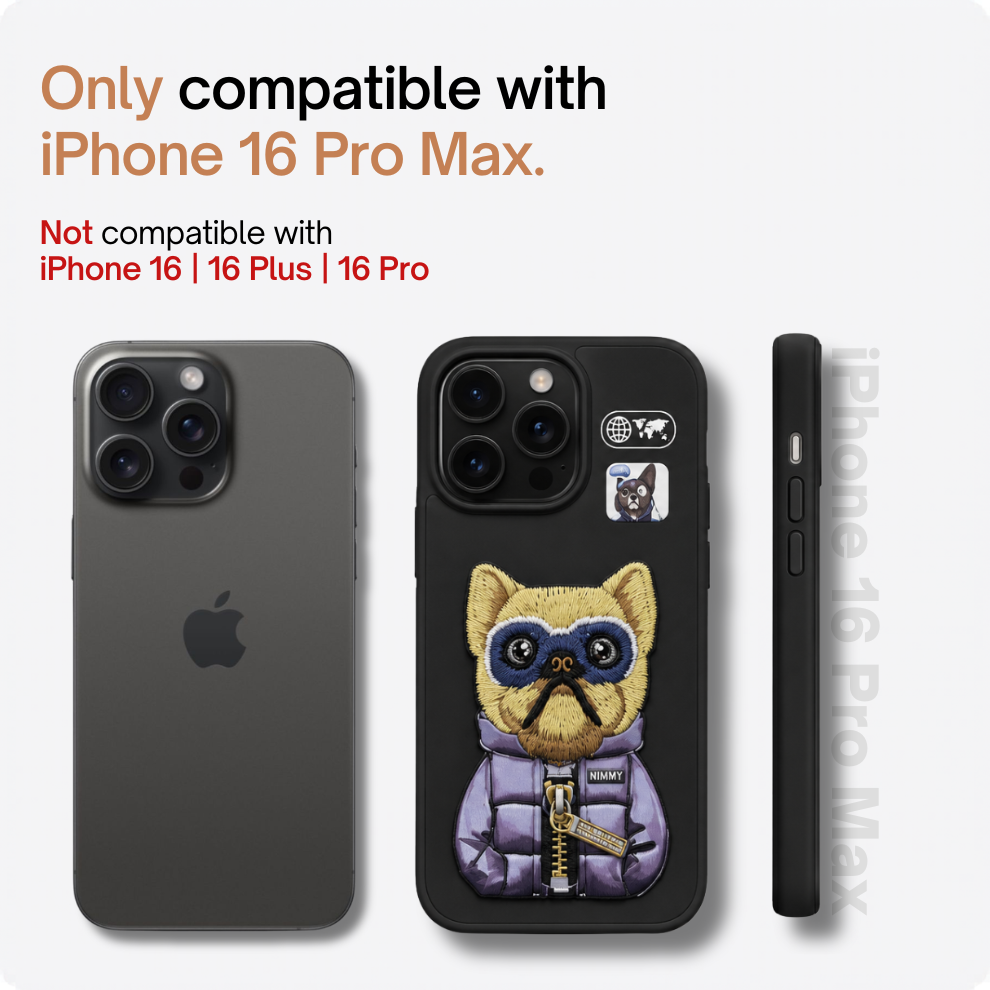 iPhone 16 Pro Max 3D Dog Case – Black
