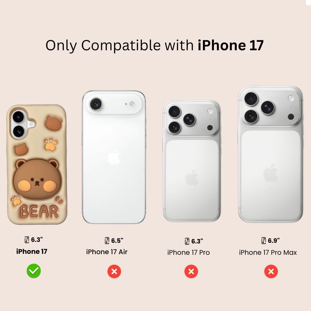 iPhone 17 Bear Soft Silicone Case – Brown