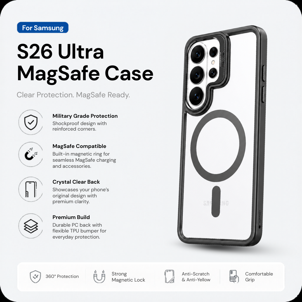 Samsung S26 Ultra Clear MagSafe Case – Grey