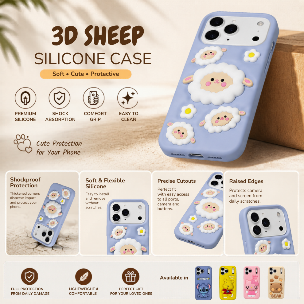 iPhone 17 Pro Sheep Soft Silicone Case – Blue