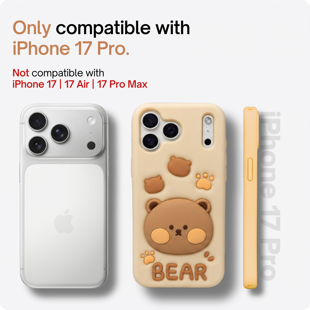 iPhone 17 Pro Bear Soft Silicone Case – Brown