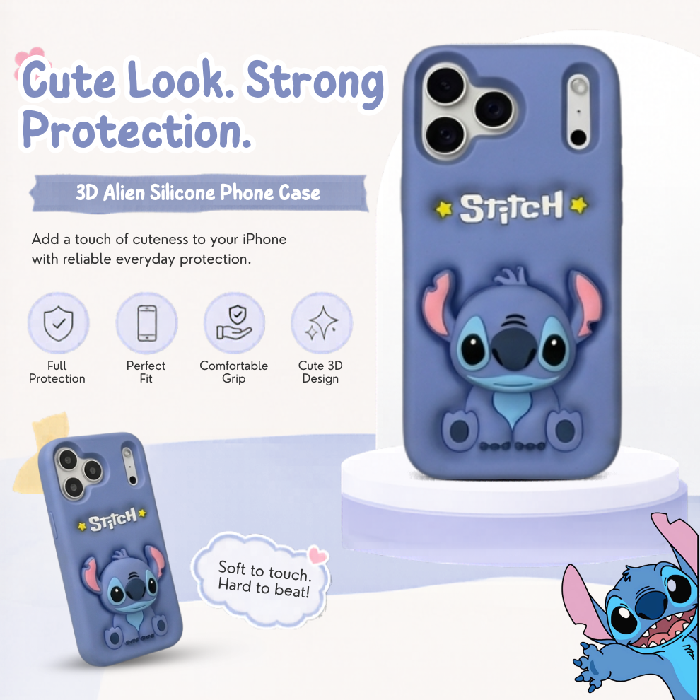 iPhone 17 Pro Max Alien Soft Silicone Case – Blue
