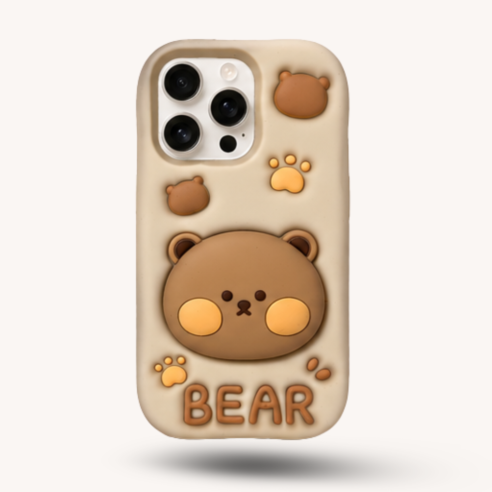 iPhone 15 Pro Bear Soft Silicone Case – Brown